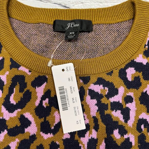 NWT- J. Crew Leopard Print Sweater - Brown and Purple - Picture 5 of 9